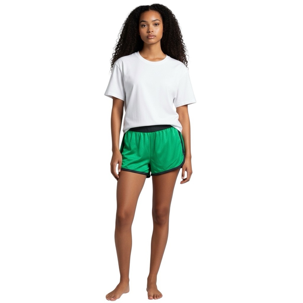 Danskin Now Green & Gray Jersey Pull On Athletic Track Short Shorts